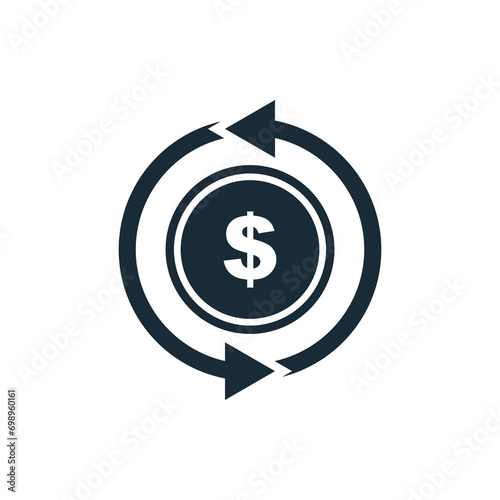 Refund, Transfer or Cash Back Dollar Icon Design Template Elements