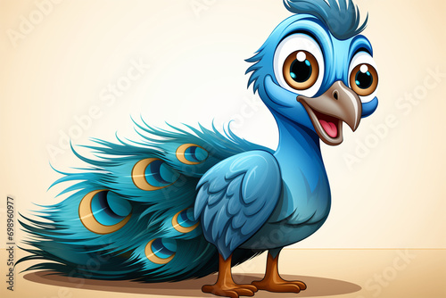 vector happy cartoon peacock
