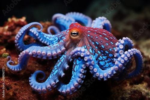 Octopus on the bottom of the sea. Close-up. © Rudsaphon