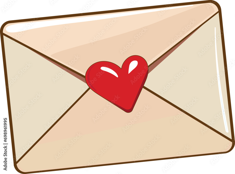 Isolated envelope with a heart stamp, postal letter. Element of Holiday design for Valentine's Day, Mother's day, birthday, wedding, advertising banner of sale, greeting cards, t-shirts. Isolated envelope with a heart stamp, postal letter. Element of Holiday design for Valentine's Day, Mother's day, birthday, wedding, advertising banner of sale, greeting cards, t-shirts.