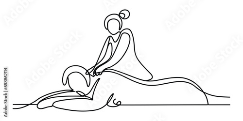 Massage Minimalist Line Art Drawing. Continuous One Line Minimal Art Drawing of Massage, illustration