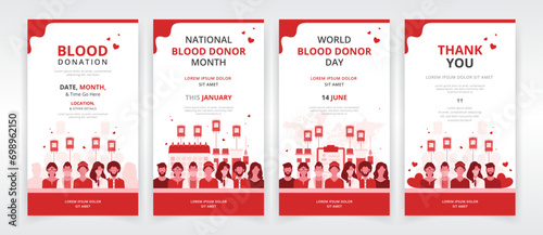 Social media story, banner, email, or newsletter templates for national blood donor month, world blood donor day or any other blood donation program photo