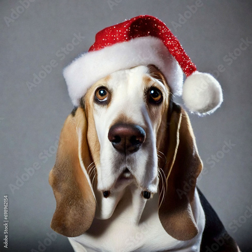 Basset Hound's New Year Howliday: Celebrating with a Festive Hat photo