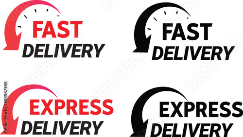 Express Delivery Icon. Black and white emblem. Symbol of fast mail delivery. Easy-to-read sign when downsizing