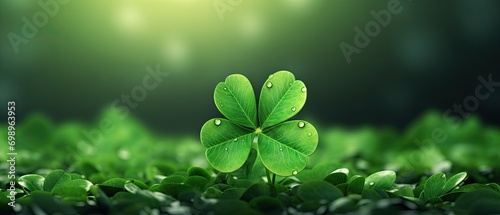 Background with four leaf lucky clove illustration ,artwork graphic design. photo