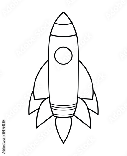 Cute and funny coloring page of a rocket. Provides hours of coloring fun for children. To color this page is very easy. Suitable for little kids and toddlers