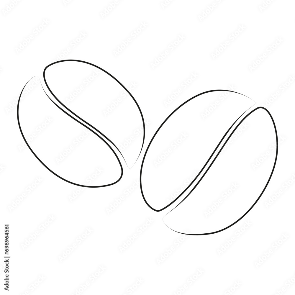 Coffee Beans line art. One continuous line drawing of whole coffee bean for restaurant logo identity. Fresh aromatic seed concept coffee drink. Minimalist hand drawn graphic design vector illustration Coffee Beans line art. One continuous line drawing of whole coffee bean for restaurant logo identity. Fresh aromatic seed concept coffee drink. Minimalist hand drawn graphic design vector illustration