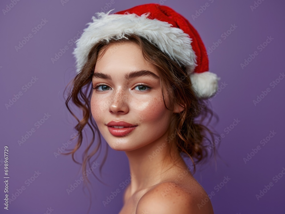 Smiling Girl Dressed Up with Santa hat for Christmas Smiling Girl Dressed Up with Santa hat for Christmas