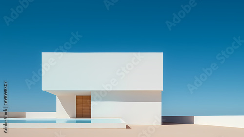 minimalist architecture,3d render of abstract futuristic architecture with empty concrete floor © ma