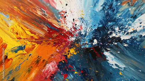 at first glance, paint is chaotically smeared on the canvas with sharp strokes