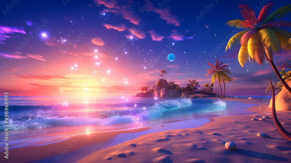 tropical island with palm trees