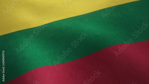 Video animation of a waving Lithuanian national flag in a seamless loop. photo