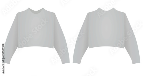 Women grey crop sweater. vector illustration