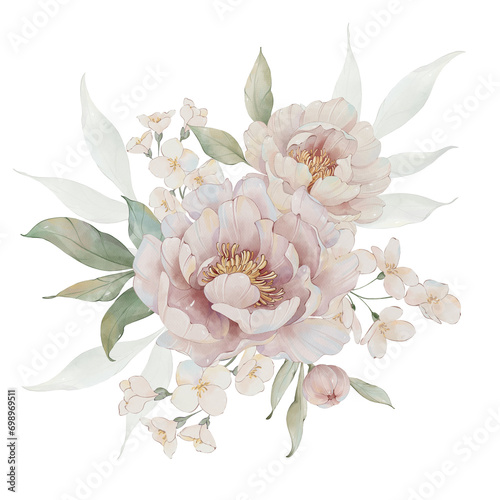 Watercolor peony bouquet photo