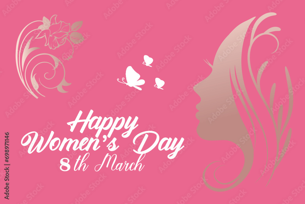  8 March, women's Day greeting card and Happy Women's Day banner design, placard, card, and poster design template with text inscription and standard color, International Women's Day celebration,
