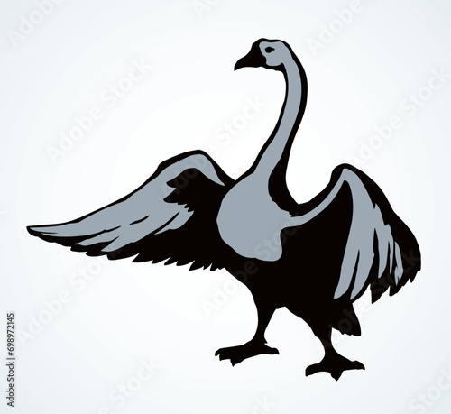 Goose in flight. Vector drawing