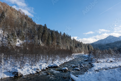 Winter scenery at the Ammergauer Alps, Germany 