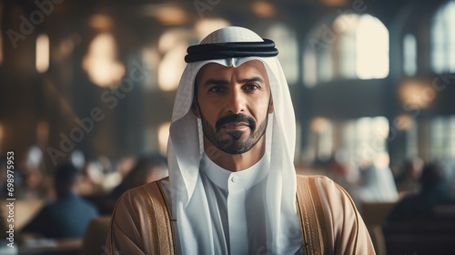 Portrait of young arabic man in traditional attire