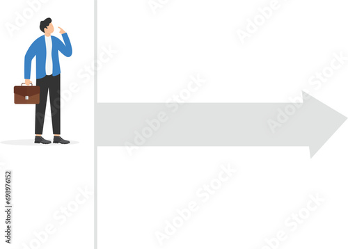 Businessman with start line. StartUp vector illustration concept

