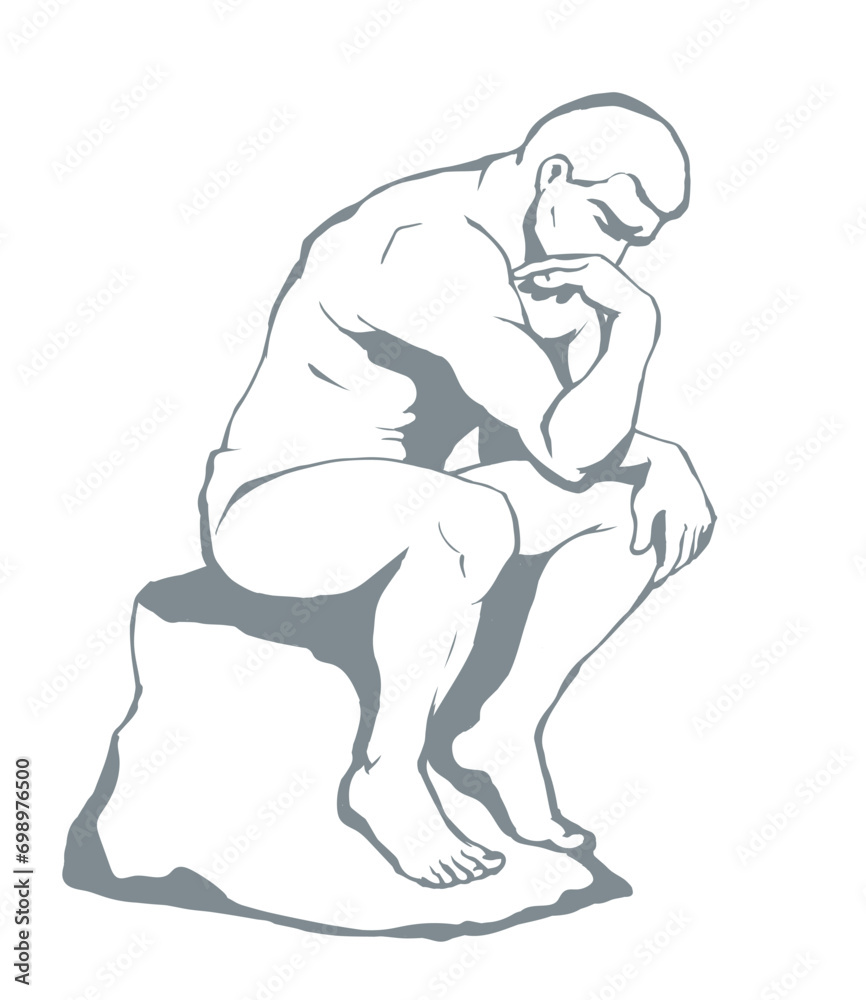 The statue the Thinker. Vector drawing The statue the Thinker. Vector drawing