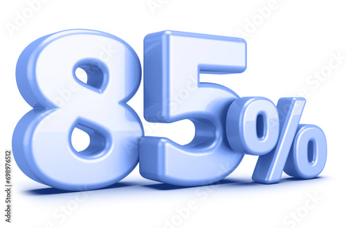 85 percentage off sale discount number blue 3d render