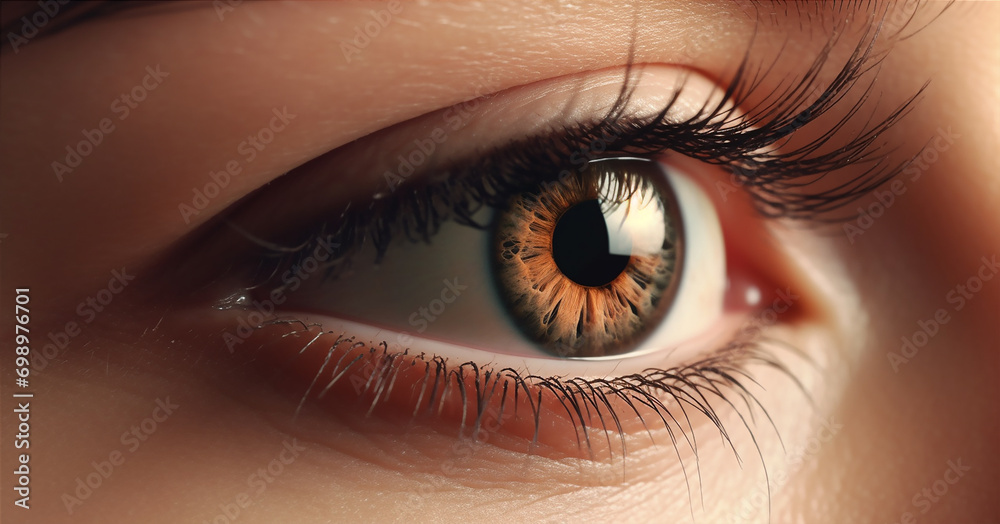 Fototapeta premium Female human eye macro shot. Quality photo