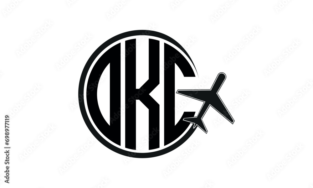 OKC three initial letter circle tour & travel agency logo design vector