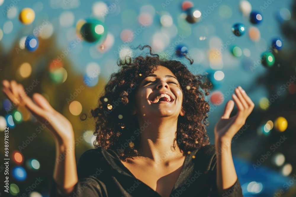 Excited winner happy woman background Excited winner happy woman background