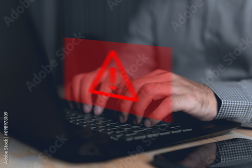 Businessman using smartphone with popup icon email, newsletters and notification for business e-mail and business communication, technology, Scheme of direct sales in business.
