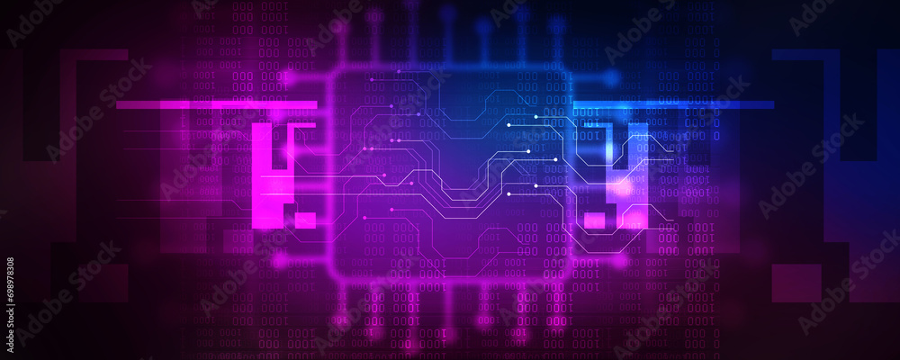 2d illustration Abstract futuristic electronic circuit technology background