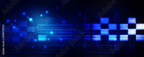 2d illustration Abstract futuristic electronic circuit technology background