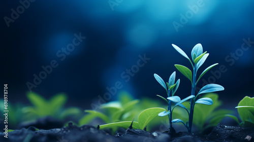 Small blue plant in beautiful green nature
