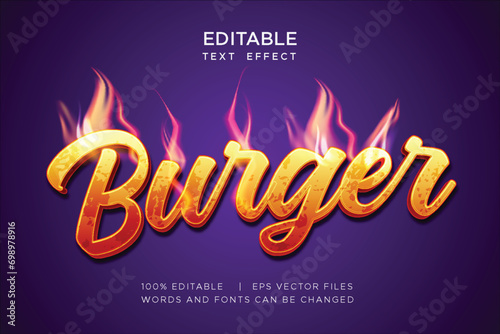 editable text effect in red orange color with fire decoration