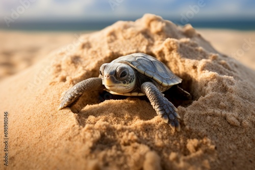 Adorable Little turtle sleeping. Sea animal. Generate Ai © juliars