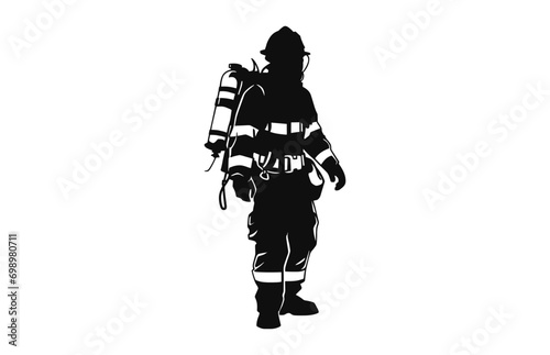 A Firefighter vector black silhouette clipart © GFX Expert Team