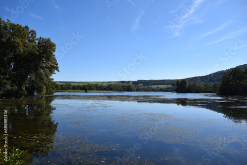 blue lake in autumn, Lac d'Echternach photo