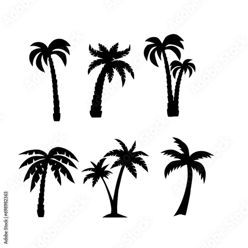 Silhouette collection of palm trees