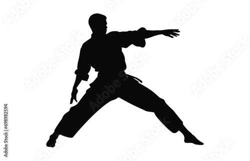 A Tai Chi Pose black Silhouette Vector isolated on a white background © Gfx Expert Team