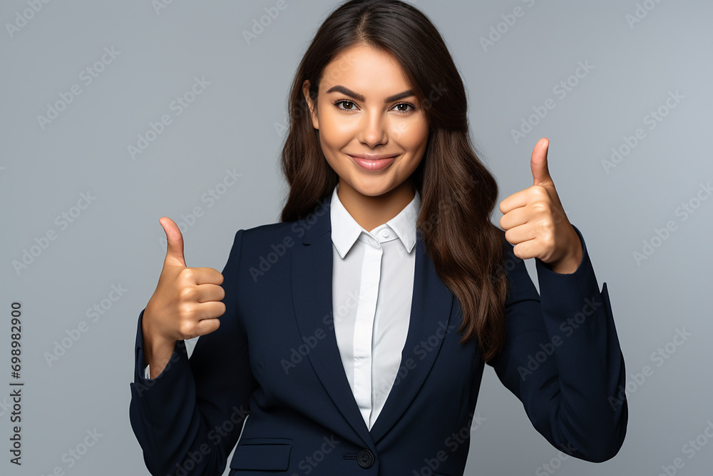 Portrait of successful and happy businesswoman, office worker smiling and looking at camera, working inside modern office. Portrait of successful and happy businesswoman, office worker smiling and looking at camera, working inside modern office.