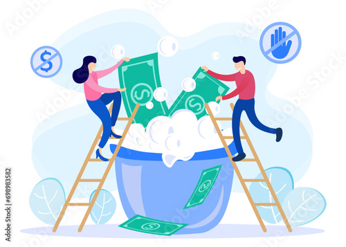 Illustration vector graphic cartoon character of money laundering