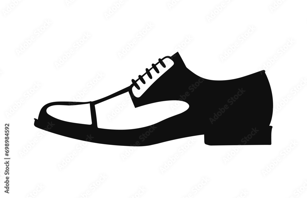 A Male Shoe vector silhouette isolated on a white background