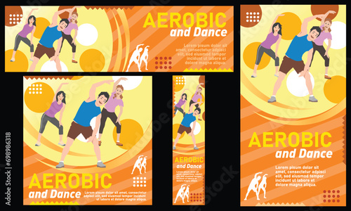 aerobic gym and dance banner layout