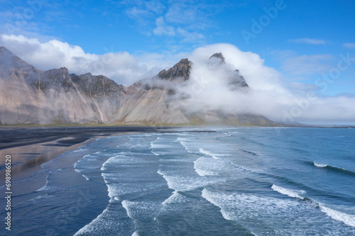Iceland,Austurland,Scenic view of Stokksnes headland and Vestrahorn mountain photo
