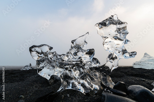 Iceland,Austurland,Close-up of ice crystal on Jokulsarlon Lagoon photo