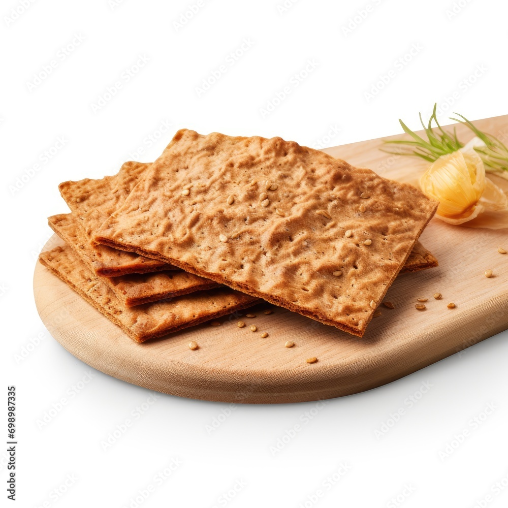 Fototapeta premium Swedish crispbread, knickered with white background.