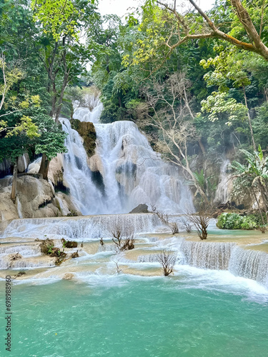 Fototapeta Naklejka Na Ścianę i Meble -  Kuang si water fall famous destination in Luang prabang, Laos.