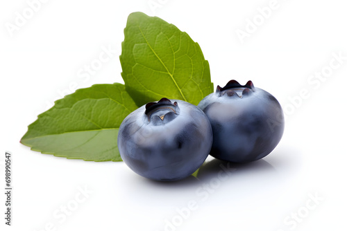 blueberries with leaves isolated. 