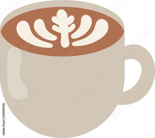 cute coffee late art icon with flat coffee day style