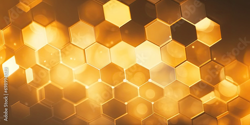 This abstract design asset features a repeated pattern of honeycomb shapes, representing sweetness and organization. It's suitable for honey product packaging, food-related branding, and nature-inspir © Planetz