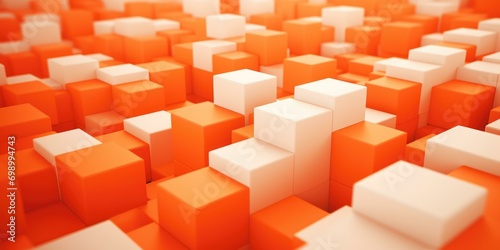 Abstract orange and white geometric background with cubes  perfect for modern product packaging design. Generative AI.